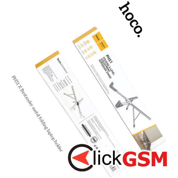 Hoco - Laptop Holder X Bystander (PH51) - Foldable, Adjustable, Aluminium Alloy, Silica Gel, max. 15.6 - Metal Gray