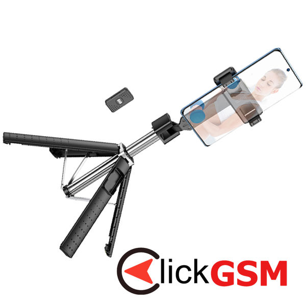 Hoco - Selfie Stick Wave (K18) - Stable, BT 4.0, with Wireless Bluetooth Remote Controller and 4 Legs, 97cm - Black