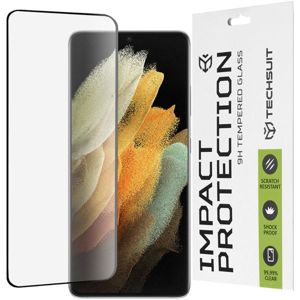 Techsuit - 111D Full Cover / Full Glue Glass / 3D Curved Screen - Samsung Galaxy S21 Ultra 5G - Black