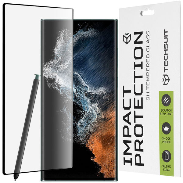 Techsuit - 111D Full Cover / Full Glue Glass / 3D Curved Screen - Samsung Galaxy S22 Ultra 5G - Black