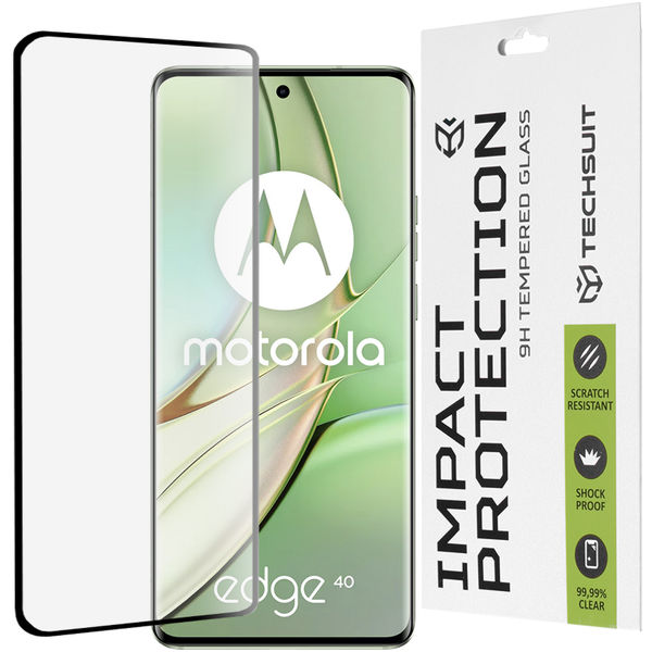 Techsuit - 111D Full Cover / Full Glue Glass / 3D Curved Screen - Motorola Edge 40 / Edge (2023) - Black