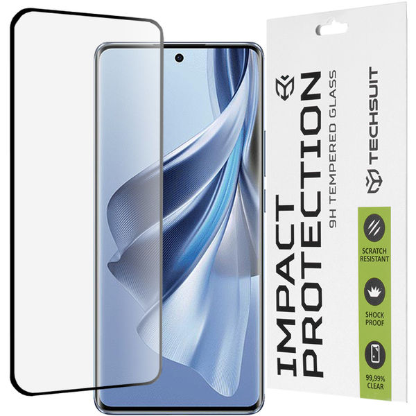 Techsuit - 111D Full Cover / Full Glue Glass / 3D Curved Screen - Oppo Reno10 - Black