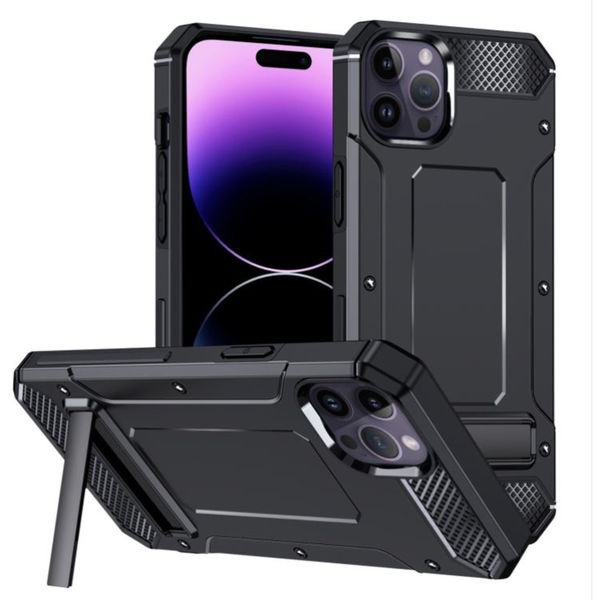 Techsuit - Hybrid Armor Kickstand - iPhone 14 Pro Max - Black
