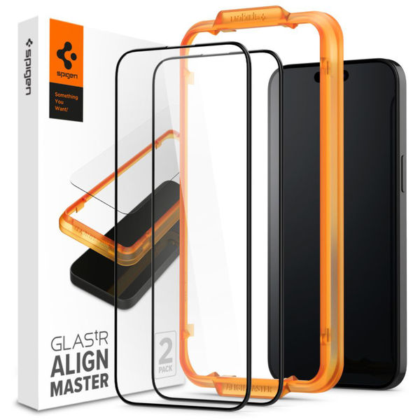 Spigen - Glas.tR Align Master (2 pack) - iPhone 15 Plus - Black