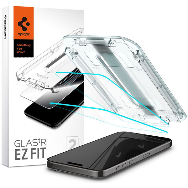 Spigen - Glas.tR EZ-FIT (2 pack) - iPhone 15 Pro - Clear