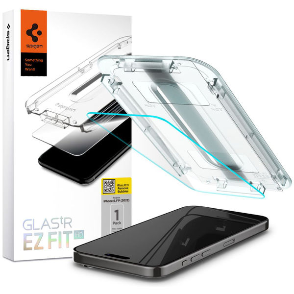 Spigen - Glas.tR EZ-FIT - iPhone 15 Pro - Clear