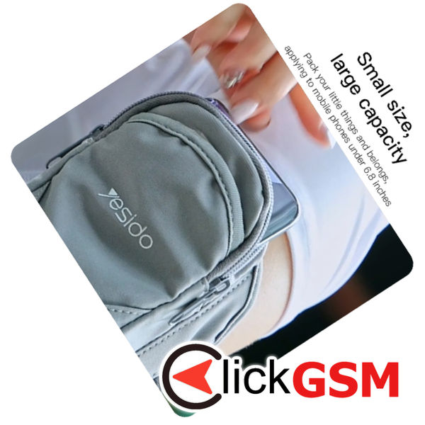 Yesido - Sports Armband (WB12) - with Velcro, for Phones, max 6.8 - Grey