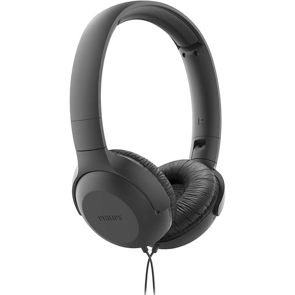 Philips - Wired Headphones (UH201BK/00) - On-Ear, Jack 3.5mm, Foldable, Microphone, Volume Control, 1.2m - Black