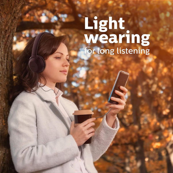 Philips - Wired Headphones (UH201BK/00) - On-Ear, Jack 3.5mm, Foldable, Microphone, Volume Control, 1.2m - Black