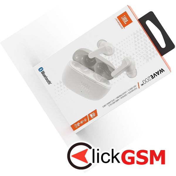 JBL - Wireless Earbuds (Wave 200) - Bluetooth 5.0, True Wireless, Microphone, Voice Assistant, Siri - White