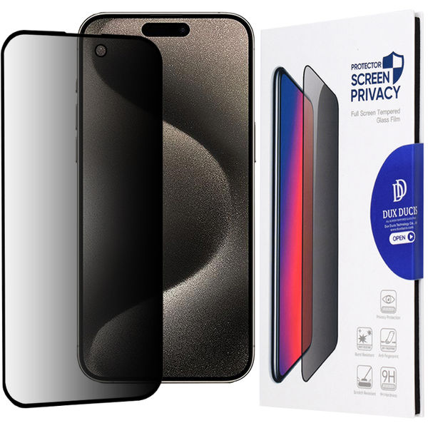 Dux Ducis - Tempered Glass Privacy - iPhone 15 Pro Max - Black