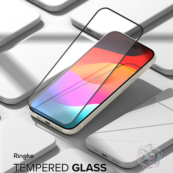 Ringke - Tempered Glass - iPhone 15 Plus / iPhone 16 Plus - Black