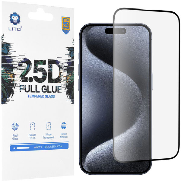 Lito - 2.5D FullGlue Glass - iPhone 15 Pro - Black
