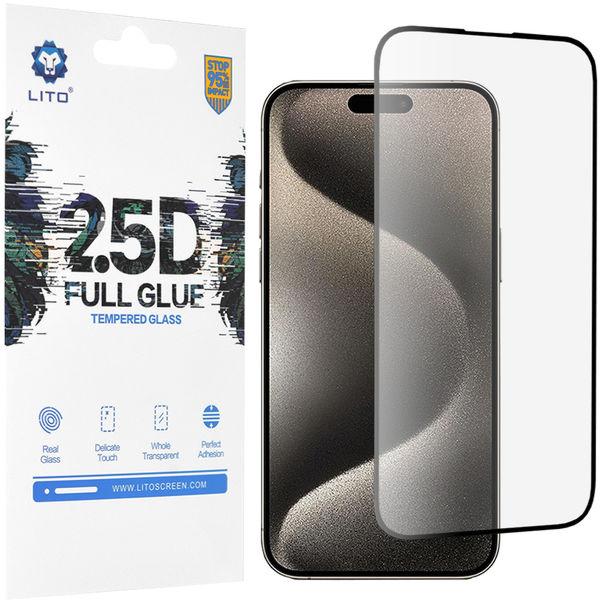 Lito - 2.5D FullGlue Glass - iPhone 15 Pro Max - Black