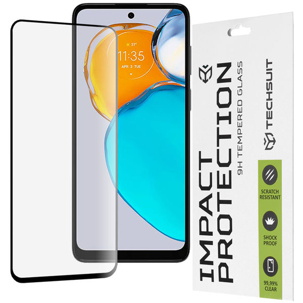Techsuit - 111D Full Cover / Full Glue Glass - Motorola Moto E22s - Black