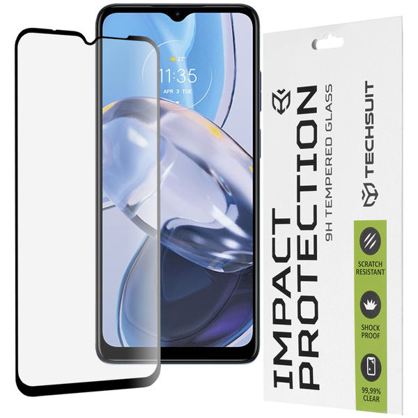 Techsuit - 111D Full Cover / Full Glue Glass - Motorola Moto E22 / Moto E22i / Moto E13 - Black