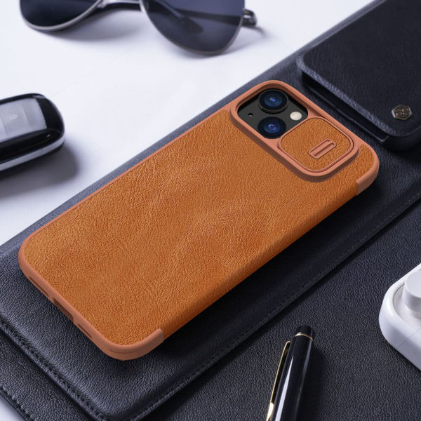 Nillkin - Qin Leather Case - iPhone 15 Plus - Brown