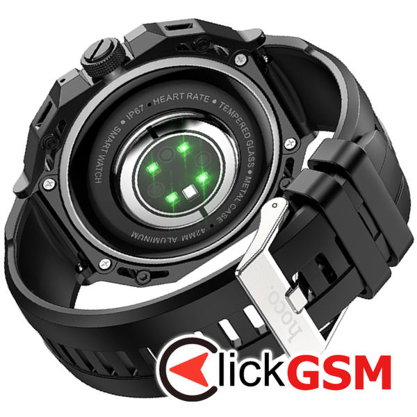 Hoco - SmartWatch Smart Sports (Y14) - with 2 Metal Cases and Watchbands, TFT 1.32 inch, Bluetooth 5.0, IP68, 200mAh - Black