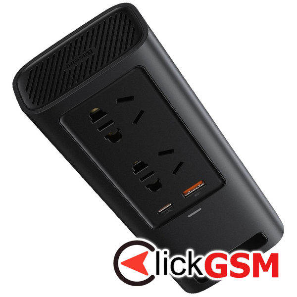 Baseus - In-Car Inverter (CRNBQ-A01) - USB, Type-C, CN/EU Plug, Digital Display, 220V, 150W - Black