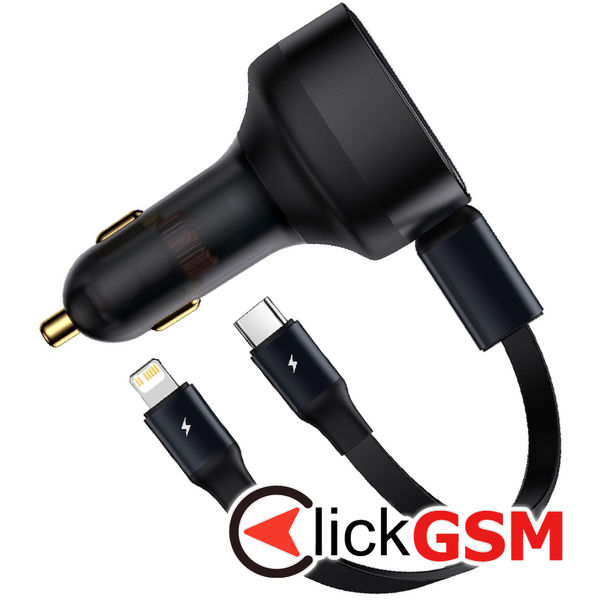 Baseus - Car Charger Enjoyment (CGTX000001) - Fast Charging, 30W, with Cable Lightning, Type-C, 75cm - Black