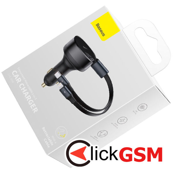 Baseus - Car Charger Enjoyment (CGTX000001) - Fast Charging, 30W, with Cable Lightning, Type-C, 75cm - Black