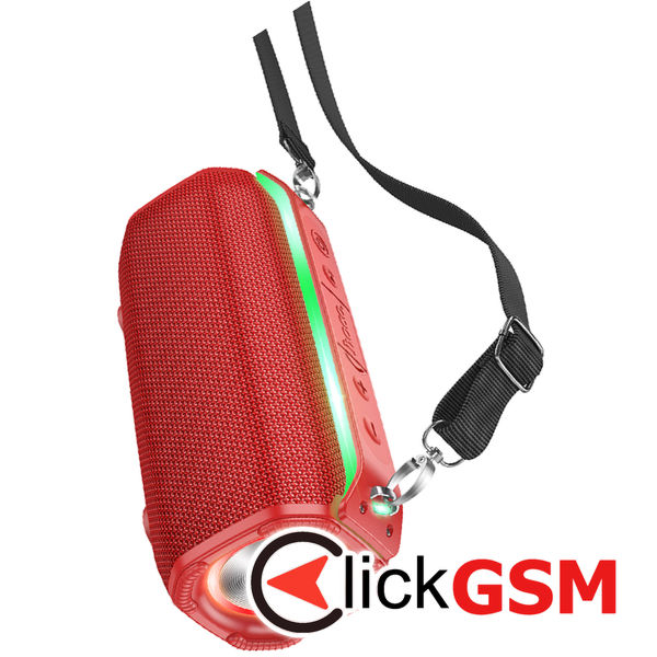 Hoco - Wireless Speaker Rick Sports (HC23) - with Shoulder Strap, Bluetooth 5.3, TF, USB, AUX, FM, RGB Lights, 10W - Red