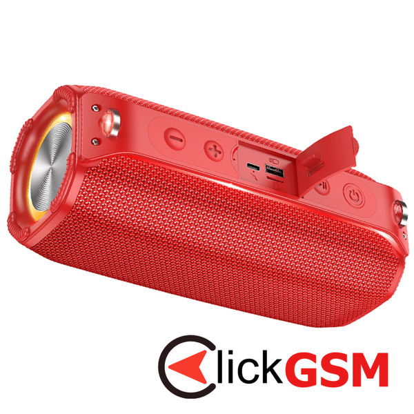Hoco - Wireless Speaker Rick Sports (HC23) - with Shoulder Strap, Bluetooth 5.3, TF, USB, AUX, FM, RGB Lights, 10W - Red