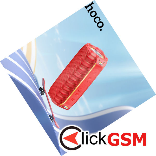 Hoco - Wireless Speaker Rick Sports (HC23) - with Shoulder Strap, Bluetooth 5.3, TF, USB, AUX, FM, RGB Lights, 10W - Red