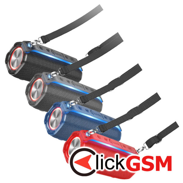 Hoco - Wireless Speaker Rick Sports (HC23) - with Shoulder Strap, Bluetooth 5.3, TF, USB, AUX, FM, RGB Lights, 10W - Red