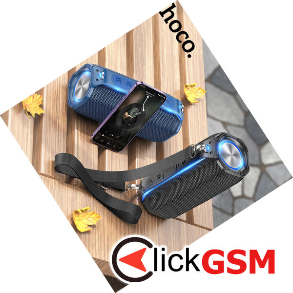 Hoco - Wireless Speaker Rick Sports (HC23) - with Shoulder Strap, Bluetooth 5.3, TF, USB, AUX, FM, RGB Lights, 10W - Red