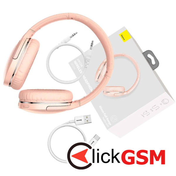 Baseus - Wireless Headphones Encok D02 Pro (NGTD010304/A00027600413-Z1) - Over Ear Design, Noise Reduction, Bluetooth V5.3 - Pink