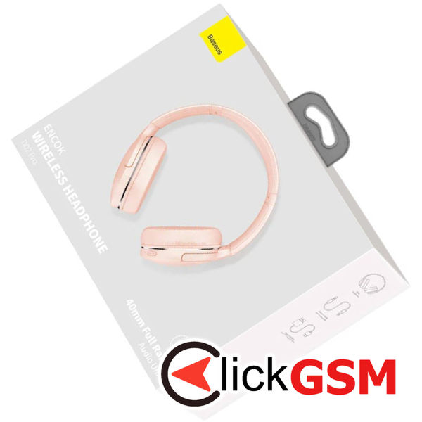 Baseus - Wireless Headphones Encok D02 Pro (NGTD010304/A00027600413-Z1) - Over Ear Design, Noise Reduction, Bluetooth V5.3 - Pink