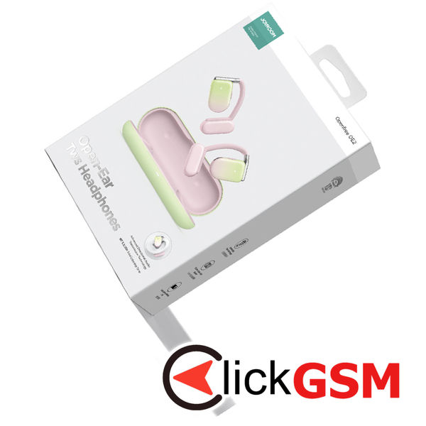 JoyRoom - Wireless Earbuds (JR-OE2) - Bluetooth 5.3, Open-Ear, True Wireless, Microphone, ENC - Pink