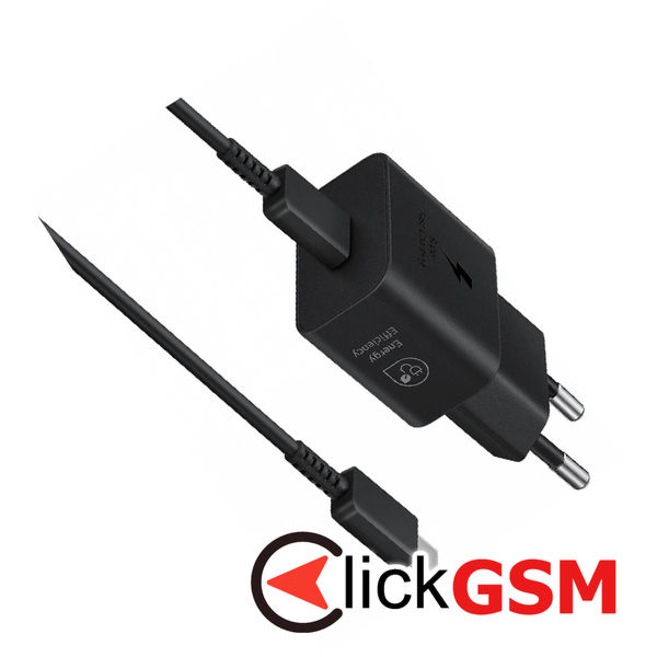 Samsung - Original Wall Charger T2510 (EP-T2510XBEGEU) - Type-C 25W, Super Fast Charging with Cable USB-C - Black (Blister Packing)