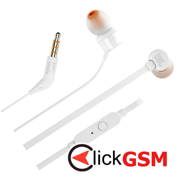 JBL - Wired Earphones T110 (JBLT110WHT) - Jack, In-Ear, Pure Bass Sound - White