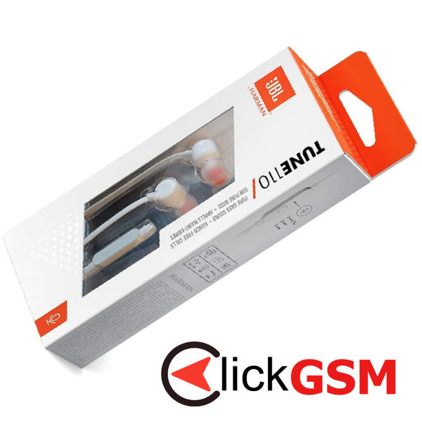 JBL - Wired Earphones T110 (JBLT110WHT) - Jack, In-Ear, Pure Bass Sound - White