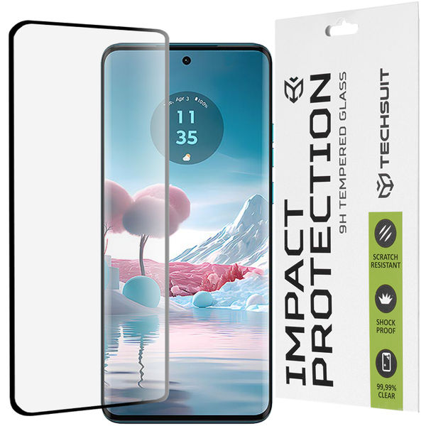 Techsuit - 111D Full Cover / Full Glue Glass / 3D Curved Screen - Motorola Edge 40 Neo - Black