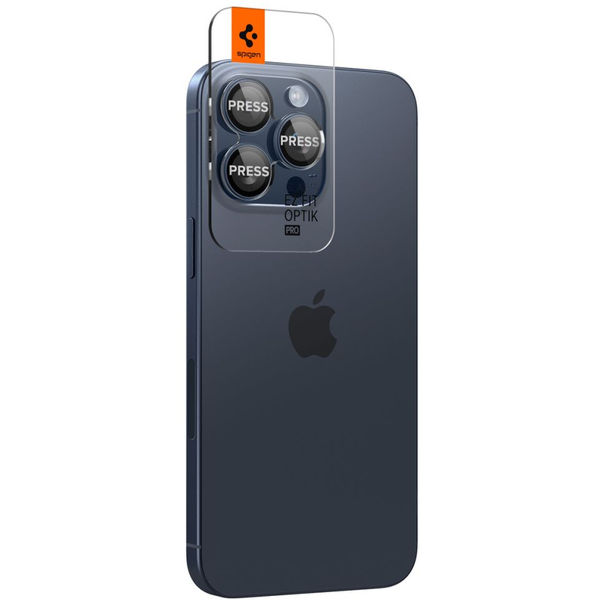 Spigen - Optik.tR EZ Fit Pro Camera Glass (2 pack) - iPhone 14 Pro / 14 Pro Max / 15 Pro / 15 Pro Max - Blue Titanium