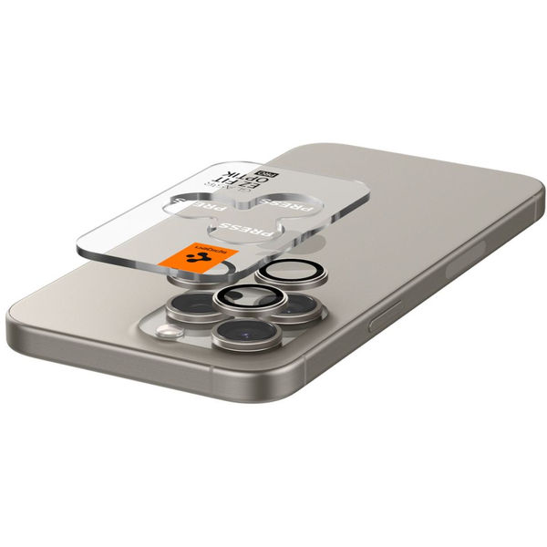 Spigen - Optik.tR EZ Fit Pro Camera Glass (2 pack) - iPhone 14 Pro / 14 Pro Max / 15 Pro / 15 Pro Max - Natural Titanium
