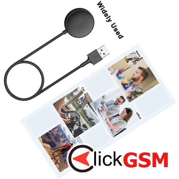 Techsuit - SmartWatch Wireless Charging Cable (TSC12) - for Samsung Galaxy Watch 3/4/5/6, USB, 2.5W, with Desk Holder - Black