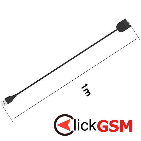 Techsuit - SmartWatch Wireless Charging Cable (TXC1) - for Xiaomi Mi Band 5/6/7, USB, 3.5W, 1m - Black