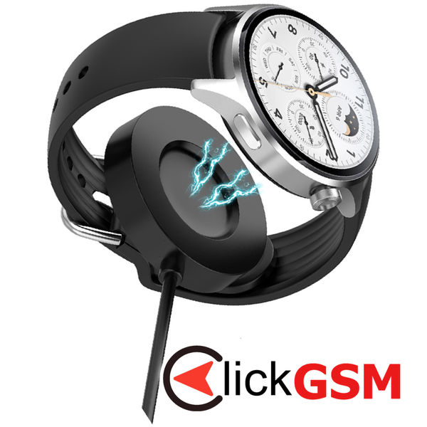 Techsuit - SmartWatch Wireless Charging Cable (TXC6) - for Xiaomi Watch S1 Pro, USB, 4W with Desk Holder - Black