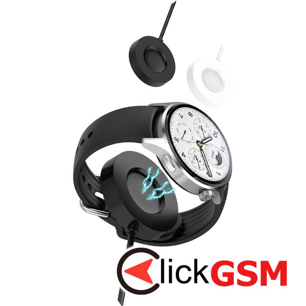 Techsuit - SmartWatch Wireless Charging Cable (TXC6) - for Xiaomi Watch S1 Pro, USB, 4W with Desk Holder - Black