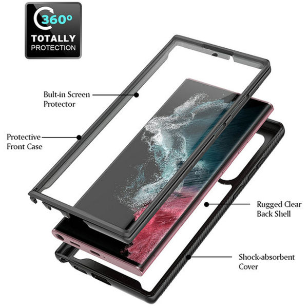 Techsuit - Defense360 Pro + Screen Protector - Samsung Galaxy S24 Ultra - Black