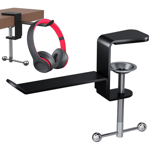 Techsuit - Desk Holder (DH1) - Universal Metal Hook Mount for Bags and Headphones - Black