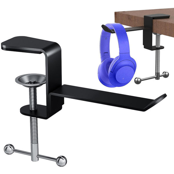 Techsuit - Desk Holder (DH1) - Universal Metal Hook Mount for Bags and Headphones - Black