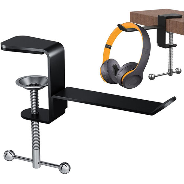 Techsuit - Desk Holder (DH1) - Universal Metal Hook Mount for Bags and Headphones - Black