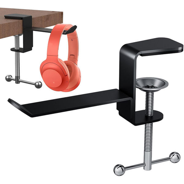 Techsuit - Desk Holder (DH1) - Universal Metal Hook Mount for Bags and Headphones - Black