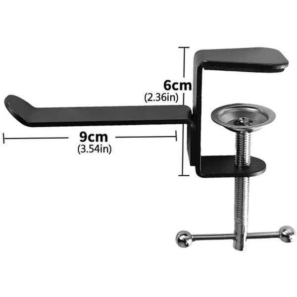 Techsuit - Desk Holder (DH1) - Universal Metal Hook Mount for Bags and Headphones - Black
