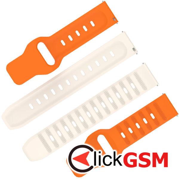 Techsuit - Watchband 20mm (W050) - Samsung Galaxy Watch 4/5/Active 2, Huawei Watch GT 3 (42mm)/GT 3 Pro (43mm) - Orange Beige